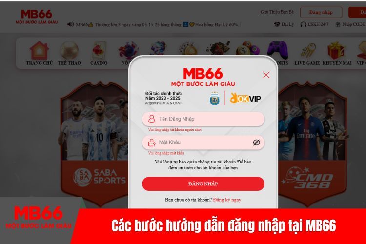 Các bước hướng dẫn đăng nhập tại MB66