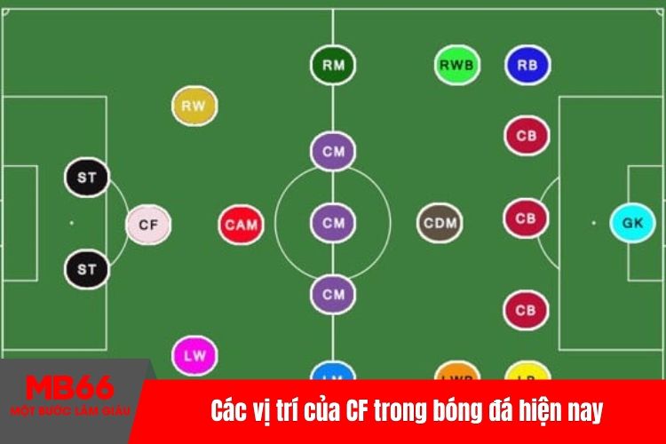 Các vị trí của CF trong bóng đá hiện nay